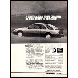 1986 Merkur XR4Ti Sports Sedan Vintage Print Ad Ford Germany German Wall Art